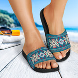 GB-NAT0003-SAND01 Blue Pink Pattern Native American Slide Sandals