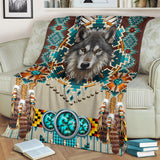 Powwow Store gb nat00069b blue mandala wolf blanket