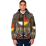 Powwow Storegray native pattern mens padded hooded jacket