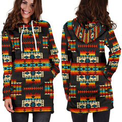 Powwow Store gb nat00402 black pattern native hoodie dress