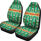 GB-NAT00062-CARS06 Light Green Tribe Design Native American Car Seat Covers