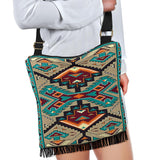 Tribe Blue Pattern Native American Crossbody Boho Handbag