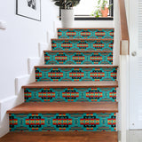 Powwow Store gb nat00046 01 blue native tribes pattern native american stair sticker set of 6