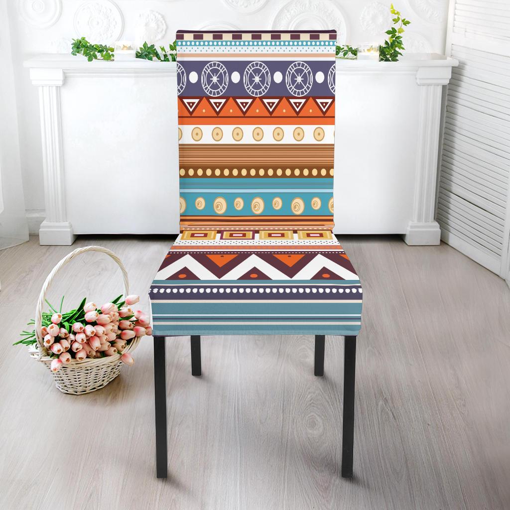 Native Chair Covers White Geometric Pattern Native American Dining Chair Slip Cover ...