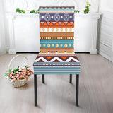White Geometric Pattern Native American Dining Chair Slip Cover