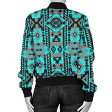 GB-NAT00626 Pattern Blue Native Women's Bomber Jacket