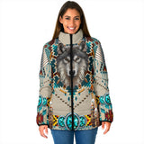 Powwow Storegb nat00069b blue mandala wolf womens padded jacket