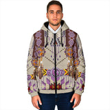 GB-NAT00069-03 Purple Pattern Breastplate Men's Padded Hooded Jacket