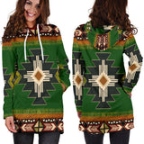 Indigenous Design Green Native American Hoodie Dress