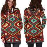 Tribe Ethnic Red Pattern Native American Hoodie Dress