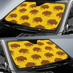 Yellow Bison Pattern Native American Auto Sun Shades no link - Powwow Store