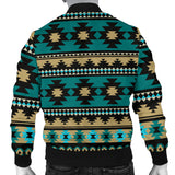 GB-NAT00509 Green Ethnic Aztec Men's Bomber Jacket