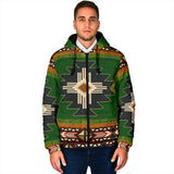 GB-NAT0001 Southwest Green Symbol Men's Padded Hooded Jacket