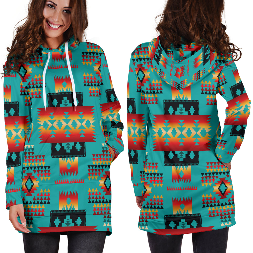 Powwow Store gb nat00046 01 blue native tribes pattern native american hoodie dress
