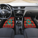 Powwow Store gb nat00611 red geometric pattern front and back car mats set of 4