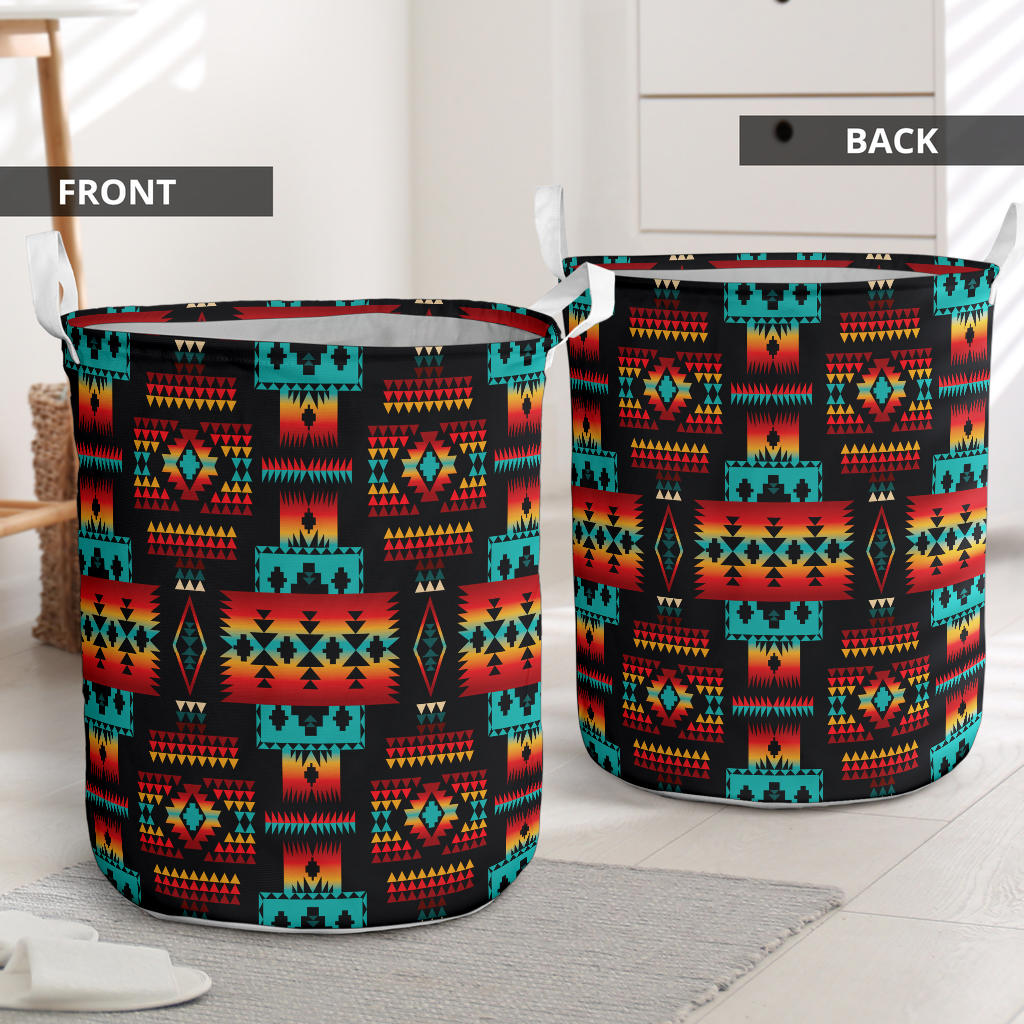 Powwow Store gb nat00046 02 black native tribes pattern laundry basket 1