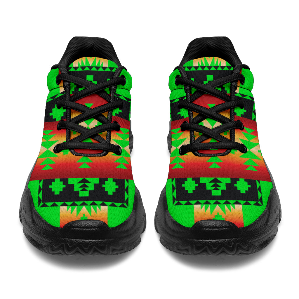 GB-NAT00302-01 Green Neon Native Tribes Native American Chunky Sneakers - Powwow Store