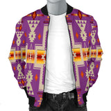 GB-NAT00062-07 Light Purple Tribe Design Native Men's Bomber Jacket