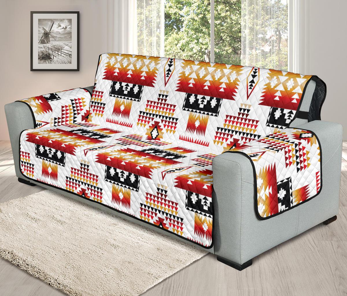 White Tribal Native American 78' Chair Sofa Protector - Powwow Store