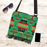 GB-NAT00046-05 Green Tribe Pattern Native American Crossbody Boho Handbag