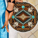 Mandala Brown Native American Pride Beach Towel