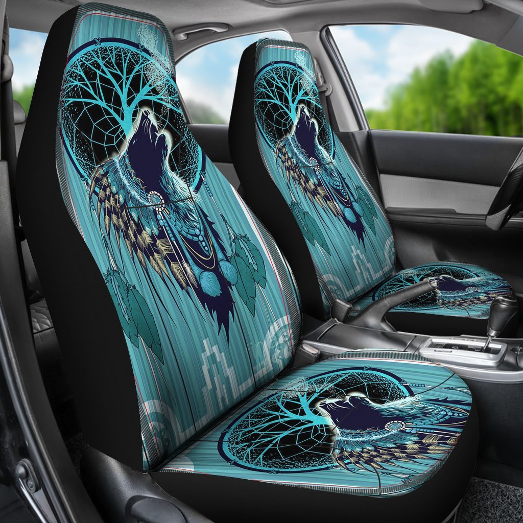 Native American Indian Wolf 3D Car Seat Covers no link - Powwow Store