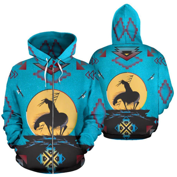 Trail Of Tear Native American Design 3D Blue Zipper Hoodie – Powwow Store