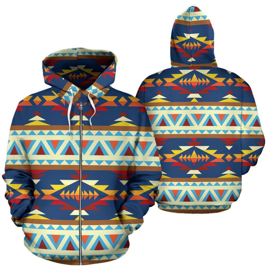 Pattern Geometric 3D Native American Zipper Hoodies no link - Powwow Store