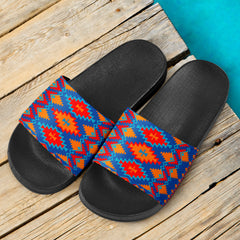 Powwow Store gb nat00520 red yellow geometric slide sandals