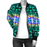 GB-NAT00654 Pattern Blue Native  Women's Bomber Jacket