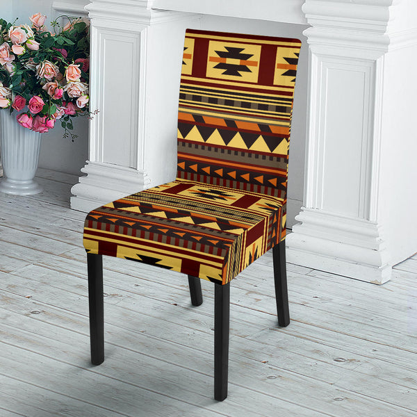Native Chair Covers GB-NAT00507 Brown Ethnic Pattern Native Dining Chair Slip Cover ...