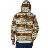 GB-NAT00522 Brown Seamless Pattern Men's Padded Hooded Jacket
