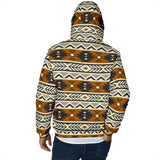 Powwow Storegb nat00522 brown seamless pattern mens padded hooded jacket