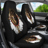 GB-NAT00056-CARS01 Wolf Dreamcatcher Native American Car Seat Cover