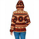 GB-NAT00521 Seamless Ethnic Pattern Women's Padded Hooded Jacket