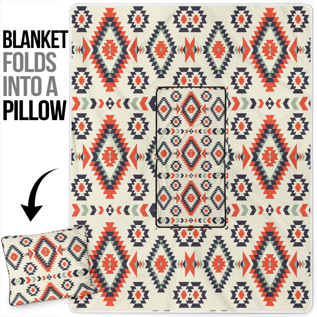 GB-NAT00389 Pink Geometric Pattern Pillow Blanket