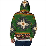 GB-NAT0001 Southwest Green Symbol Men's Padded Hooded Jacket