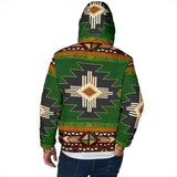 Powwow Storegb nat0001 southwest green symbol mens padded hooded jacket