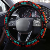 GB-NAT00046-02 Black Native Tribes Pattern Steering Wheel Cover