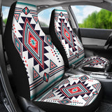 White Geometric Native American Design Car Seat Covers