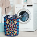 GB-NAT00113 Pink Blue Native Tribes Laundry Basket