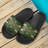 Green Mandala Native American Slide Sandals