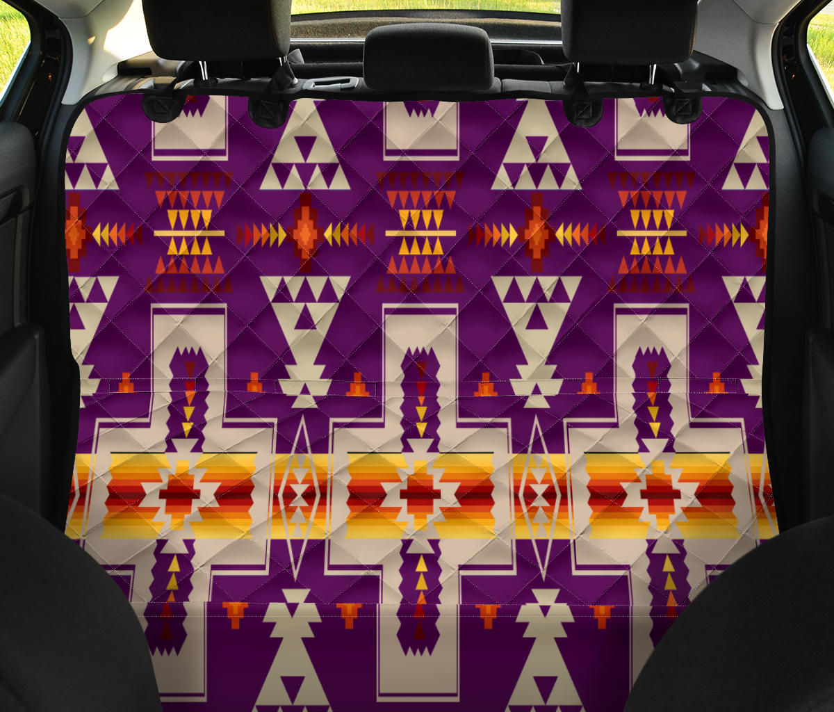 GB-NAT00062-09 Purple Tribe Design Native American Pet Seat Cover - Powwow Store