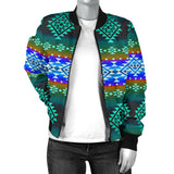 GB-NAT00680-02 Pattern Blue Native Women's Bomber Jacket