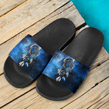 Blue Galaxy Dreamcatcher Native American Slide Sandals - ProudThunderbird