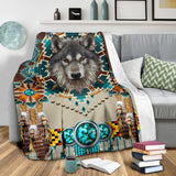 Powwow Store gb nat00069b blue mandala wolf blanket