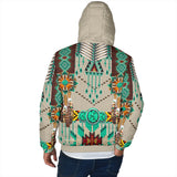 GB-NAT00069-02 Green Pattern Men's Padded Hooded Jacket