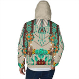 Powwow Storegb nat00069 02 green pattern mens padded hooded jacket