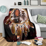 Powwow Store gb nat00393 chief animals red galaxy blanket