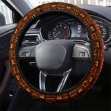 GB-NAT00046-08 Brown Native Tribes Pattern Steering Wheel Cover